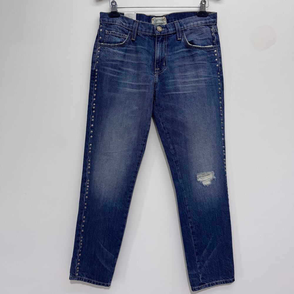 NWT Current/Elliott The Fling Whiskey Destroyed Studded Boyfriend Jeans size 26